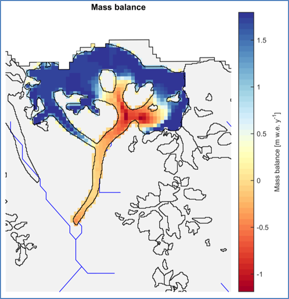 Glacier mass balance simulation